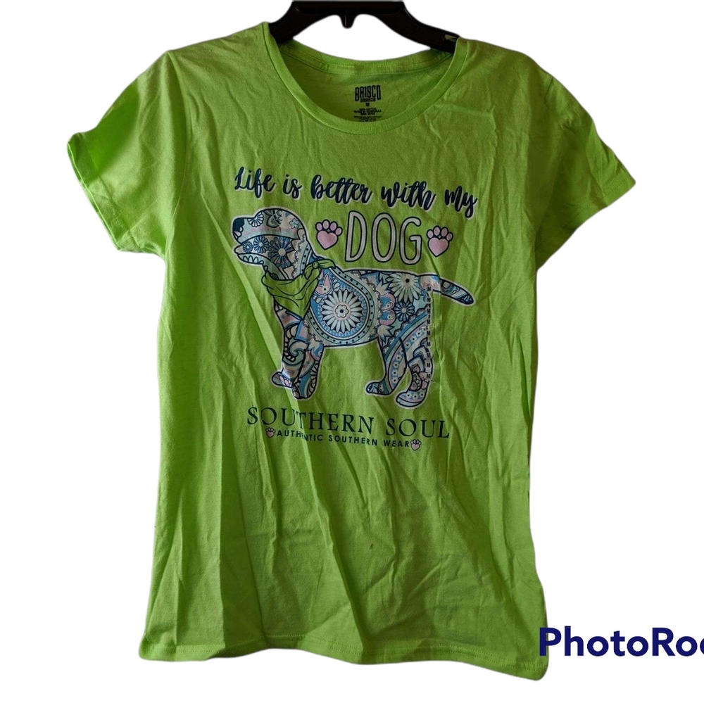NWT Brisco Authentic Southern Soul Life is Better with my Dog T Shirt sz M L  XL